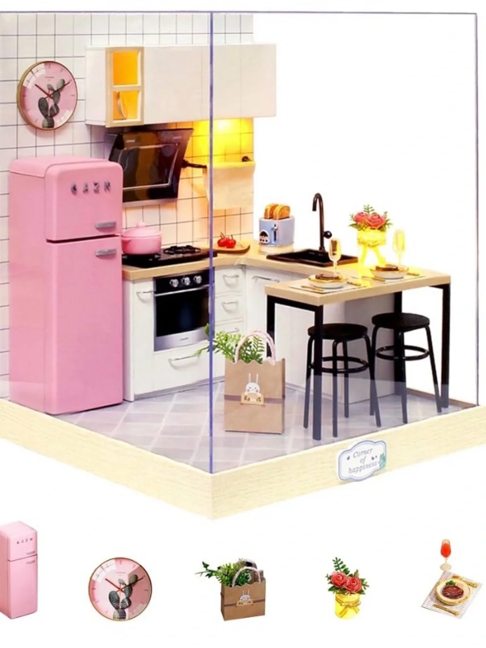 Taste of Life: Corner of Happiness Miniature Kitchen Diorama (NWOT)